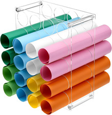 Clear Acrylic Vinyl Roll Storage Rack 20 Hole Holder for Craft Room 12x10
