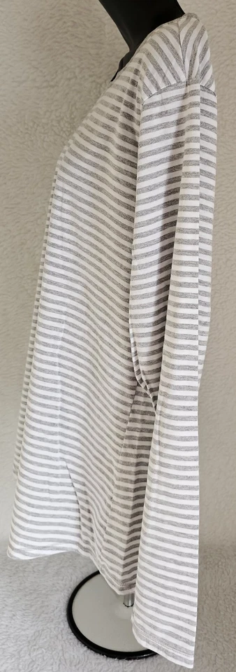 Camisa blusa Hanes para mujer talla 2XL XXL 2X grande gris blanco a rayas Foto 4 de 4