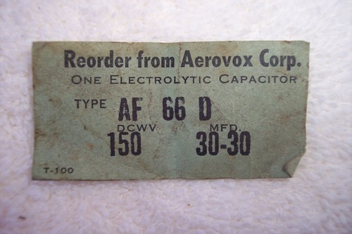 NOS Aerovox Electrolytic Capacitor AF66D 30 MFD 150 DCWV Vintage New Old Stock - Picture 5 of 6
