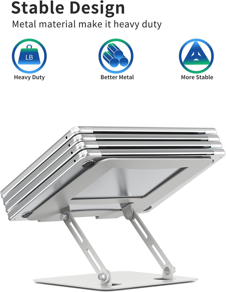 Adjustable Ergonomic Laptop Stand with Heavy Stable Base for Desks, Multi-Angle Height