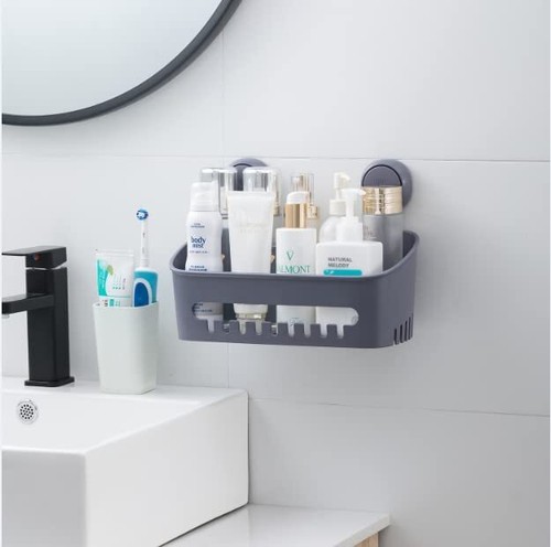 Vacuum Caddy Shower Basket No-Drilling Removable Bathroom Wall Shelf Basket - Picture 27 of 43