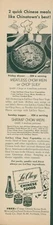 1954 La Choy American Chinese Food Shrimp Meatless Chow Mein Chop Suey Ad BL3
