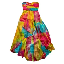 Laundry Shelli Segal Womens Dress sz 8 Watercolor Multi Layered Lined Strapless