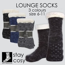 1 Pair Mens Lounge Chunky Slipper Socks Ultra Warm Non Slip Grip Size 6-11 UK 
