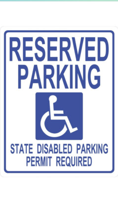 3X Hillman 45231 Reserved Handicap Parking Sign, 15'' x 19'', Blue Vinyl USA