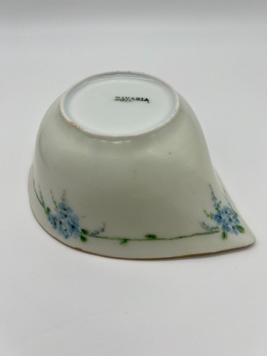 ANTIQUE Lusterware Gravy Sauce Boat Under plate Forget Me Not Bavaria Gold Rim - Picture 8 of 16