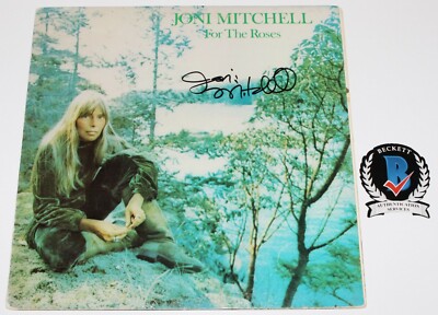 JONI MITCHELL SIGNED 'FOR THE ROSES' ALBUM VINYL RECORD LP PROOF