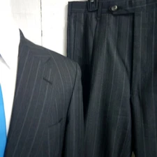 Austin Reed Regent Street Dillard's 40R Dark Gray Striped 2pc Suit 32x31 Pleated