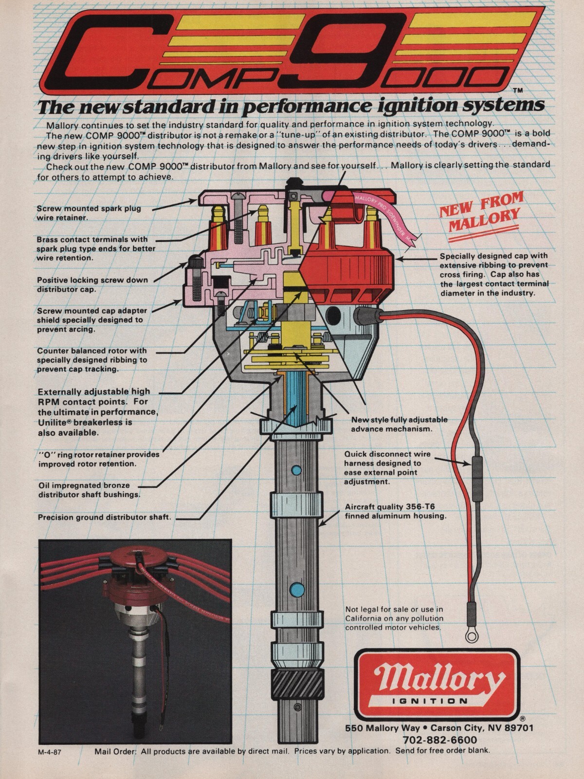 1987 Mallory Ignitions Comp9000 Distributor Performance Diagram Vintage