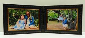 8x10 Black & Gold Double Hinged Horizontal Wood Photo Picture Frame New