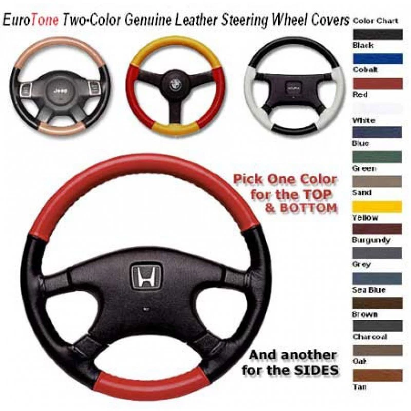 Cubierta de volante de cuero de 2 colores EuroTone para cubiertas de ruedas Honda 1980-2019 Foto 2 de 4