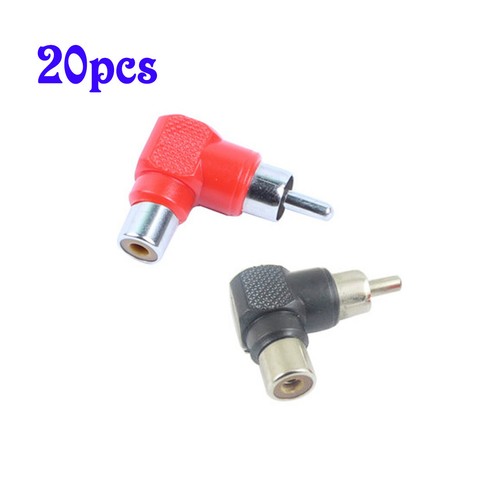 20 piezas RCA conector ángulo recto adaptadores M/F macho a hembra codo 90 grados - Imagen 3 de 3