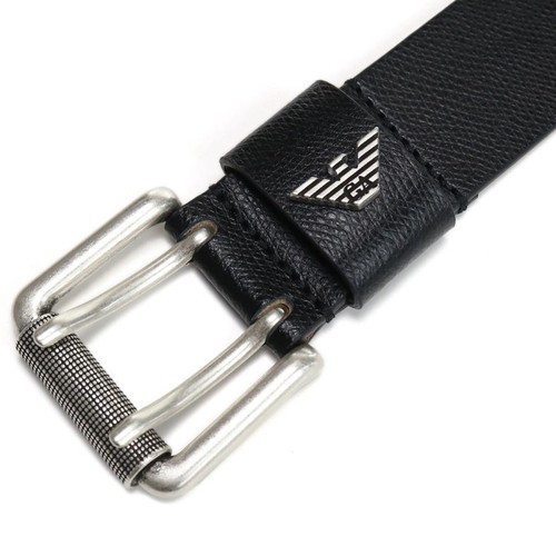 EMPORIO ARMANI Authentic Men's Belt Leather Brand BLACK size Belt width 3.8cm
