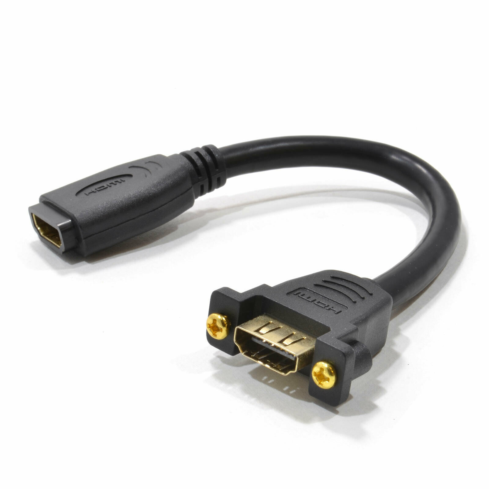 HDMI 1.4 PANEL MOUNT SOCKET High Speed With Ethernet Stub 3DTV GOLD Ends 15cm
