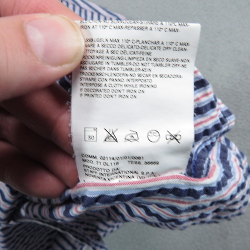 Dsquared2 Shirt Mens 50 Large Red White Blue Seersucker Textured Button Luxury - Picture 6 of 17