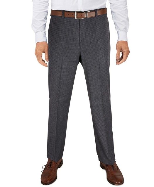 Ralph Lauren Mens Gray Grid Flat-front 