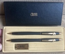 Vintage NOS Cross Classic Black Pen Mechanical Pencil Set w/ Case 2501