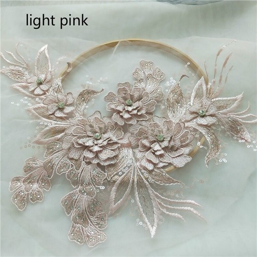 Embroidery Lace Applique 3D Sequin Patch DIY Wedding Dress Sewing Trimming Craft - Picture 11 of 22
