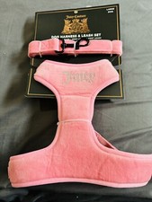 NWT Juicy Couture Pet 6 Ft Velour Dog Leash  Bedazzled Harness Pink Size Large