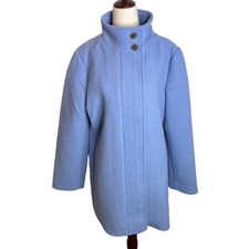 J.crew Womens $298 Petite Button Neck City Coat Blue Size 12p Bu264