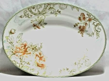 222 Fifth Zoe White Floral Porcelain Large Oval Platter Serving Dish New 