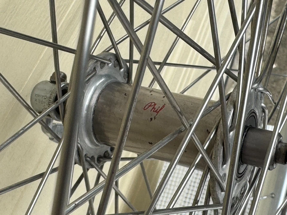 Juego de ruedas tándem Phil Wood vintage 48 orificios 139 mm trasero OLN con neumáticos Gatorskin Foto 4 de 4