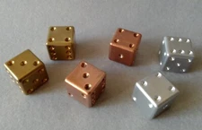 #798 - 6 custom metal says aluminum, brass, copper. 6 Metal Dice RPG.
