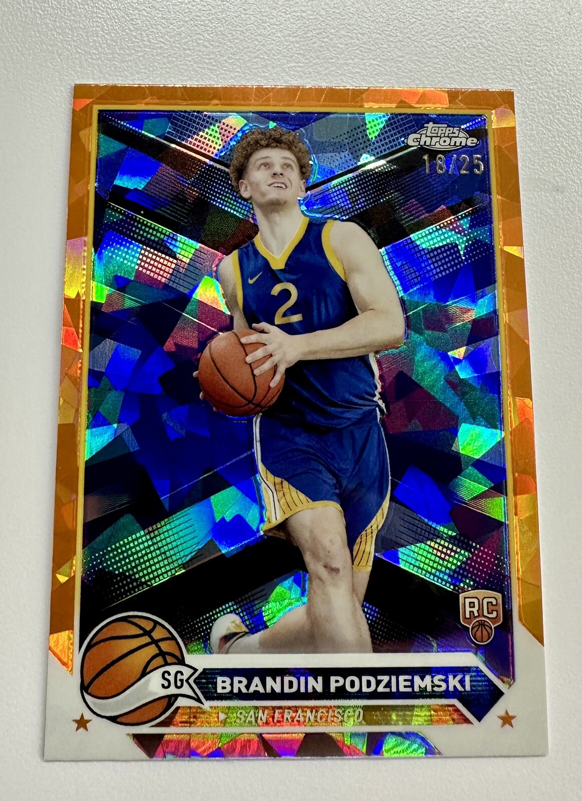 2023-24 Topps Chrome Sapphire Brandin Podziemski Orange Refractor RC #/25