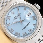 MENS ROLEX DATEJUST 16014 ICE BLUE ROMAN 18K WHITE GOLD STAINLESS STEEL WATCH