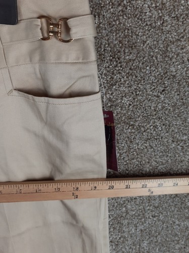 Miss Bisou Juniors Beige Crop Capri Dress Chino Pant Size 13 Straight Casual NWT - Picture 10 of 14