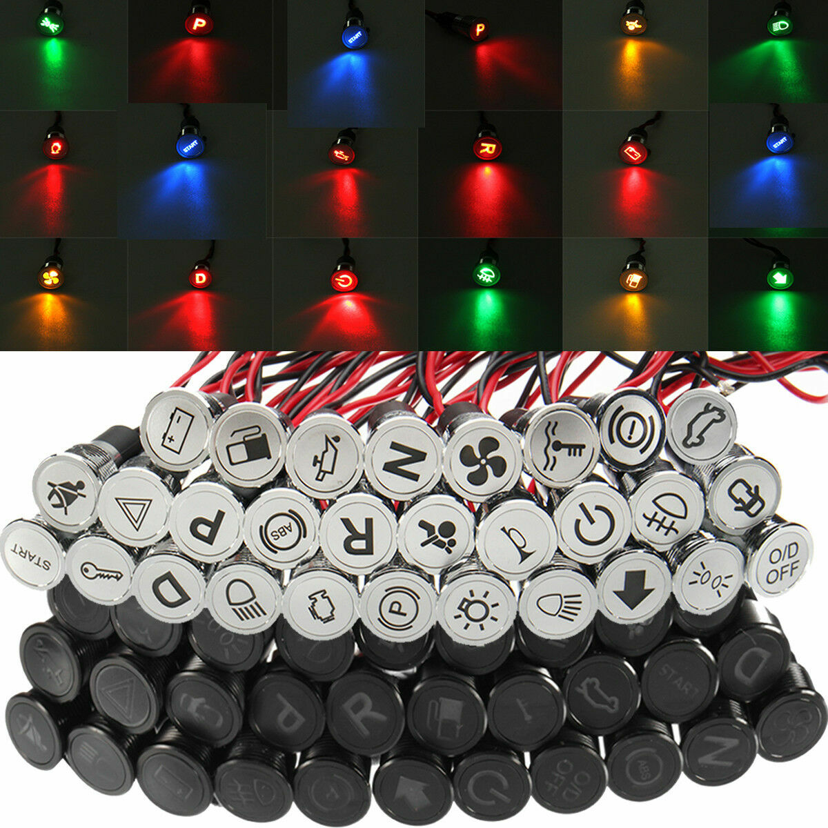 Produktbild von Universal 12V LED-Warnleuchte – 12 Mm Einbaudurchmesser – IP67 – 5 Farben Für Armaturenbrett