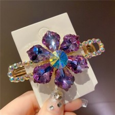 Women Hair Clips Crystal Rhinestone Elegant Glitter Hair Clips Hairpin Purple