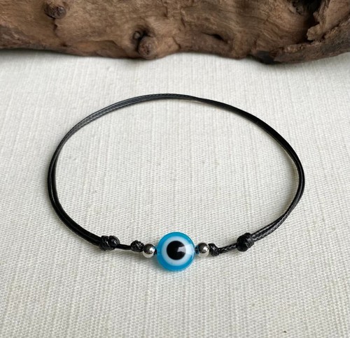 Choose Color Evil Eye Bead Water Resistant Adjustable Cord Anklet or Bracelet - Picture 4 of 12