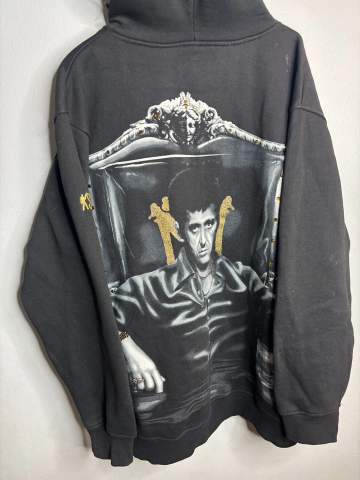 Sudadera con Capucha Scarface Para Hombre XL Negra Tony Montana Clothing Company De Colección Y2K 5636 Foto 2 de 4