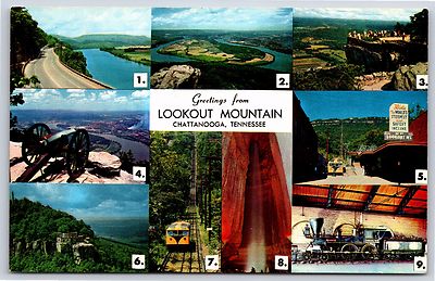 Greetings from Lookout Mountain, Tennessee Multiple Views Chrome Postcard Unused