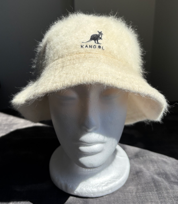Rare Vintage Kangol Ivory Fuzzy Angora Fur Y2k Large Bucket  display picture 2