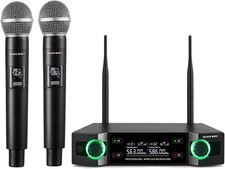 Upgraded 2.4GHz Wireless Microphone System for Karaoke, DJ  Church Events