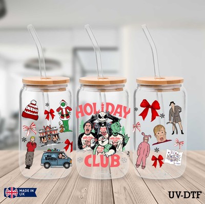Grinch Weihnachten UV DTF Aufkleber - 16oz Libbey Dose Glasfolie yn621