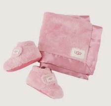 NEW Ugg Bixbee Bootie  Lovey Blanket Baby Gift Set Size 04/05 Bubblegum Pink