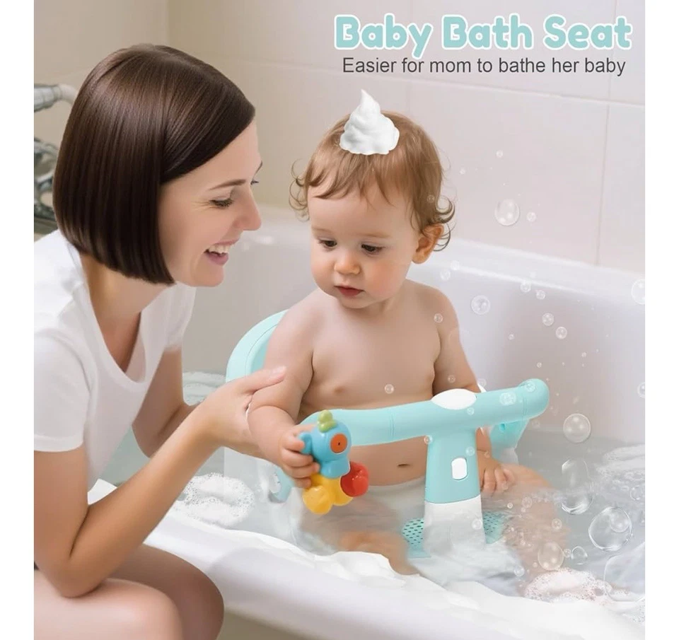 Asiento de baño de bebé para bebés 6+ meses sentado, silla antideslizante con ventosa Foto 2 de 4
