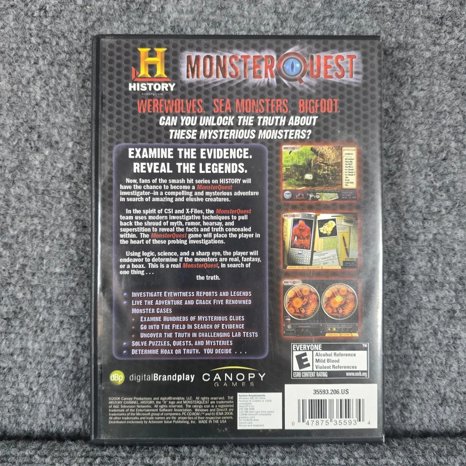 History Channel Monster Quest PC CD ROM Game Seek and Reveal the Truth - Image 2 of 4