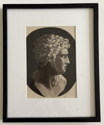 Antiker gerahmter Kupferstich Portrait Cornelius Nepos römische männliche Figur Historiker
