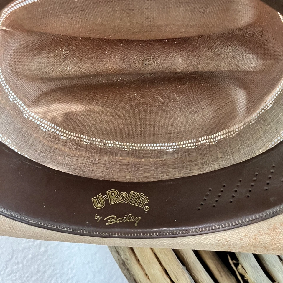SOMBRERO VAQUERO/WESTERN STRAW U-ROLLIT BAILEY VINTAGE Talla 7 1/8 POR TOM FERGERSON Foto 4 de 4