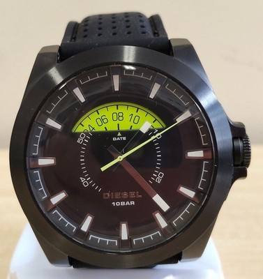 Diesel DZ1658 Arges Quartz Men's Watch Black Dial Leather Strap 100M.s