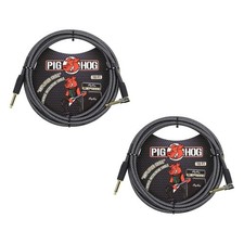 2 Pack Pig Hog Instrument Cable Amp Grill 1/4' to 1/4' Right Angle 10 ft., PC...