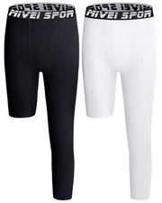 Youth Boys Leg Compression Pants Basketball Leg Sleeve Girls Single Tights 3/...