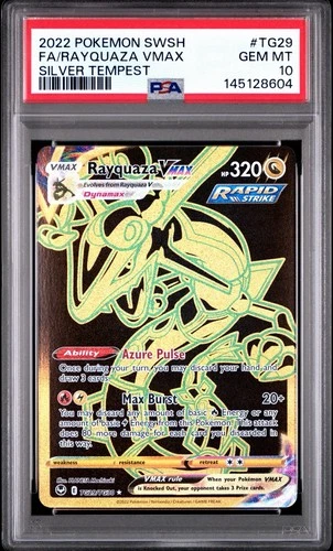 POKEMON 2022 FA/RAYQUAZA VMAX SWORD & SHIELD SILVER TEMPEST #TG29 PSA 10
