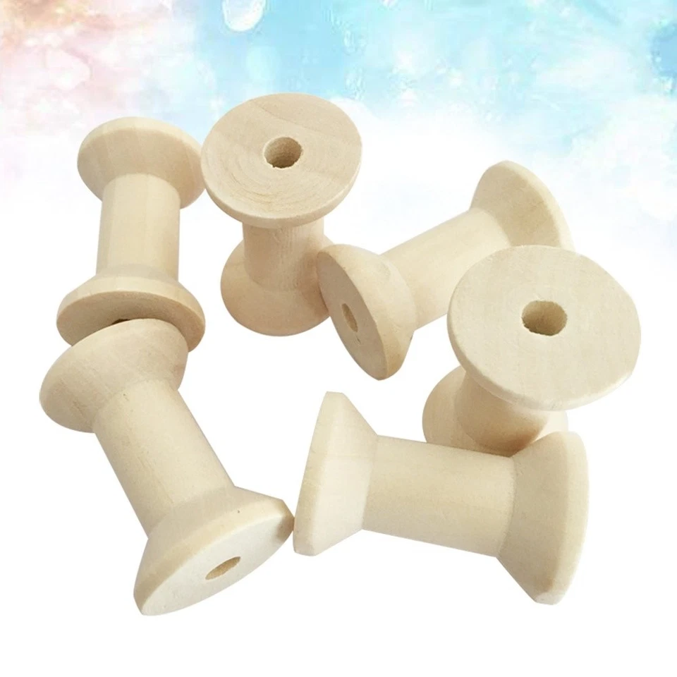  20 Pcs Mini Wooden Scroll Yarn Winder Natural Thread Spools Embroidery Ribbon - Image 2 of 4