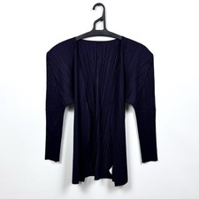 Pleats Please Issey Miyake Cardigan Pleatted Womens Purple Japan Jacket Size 3