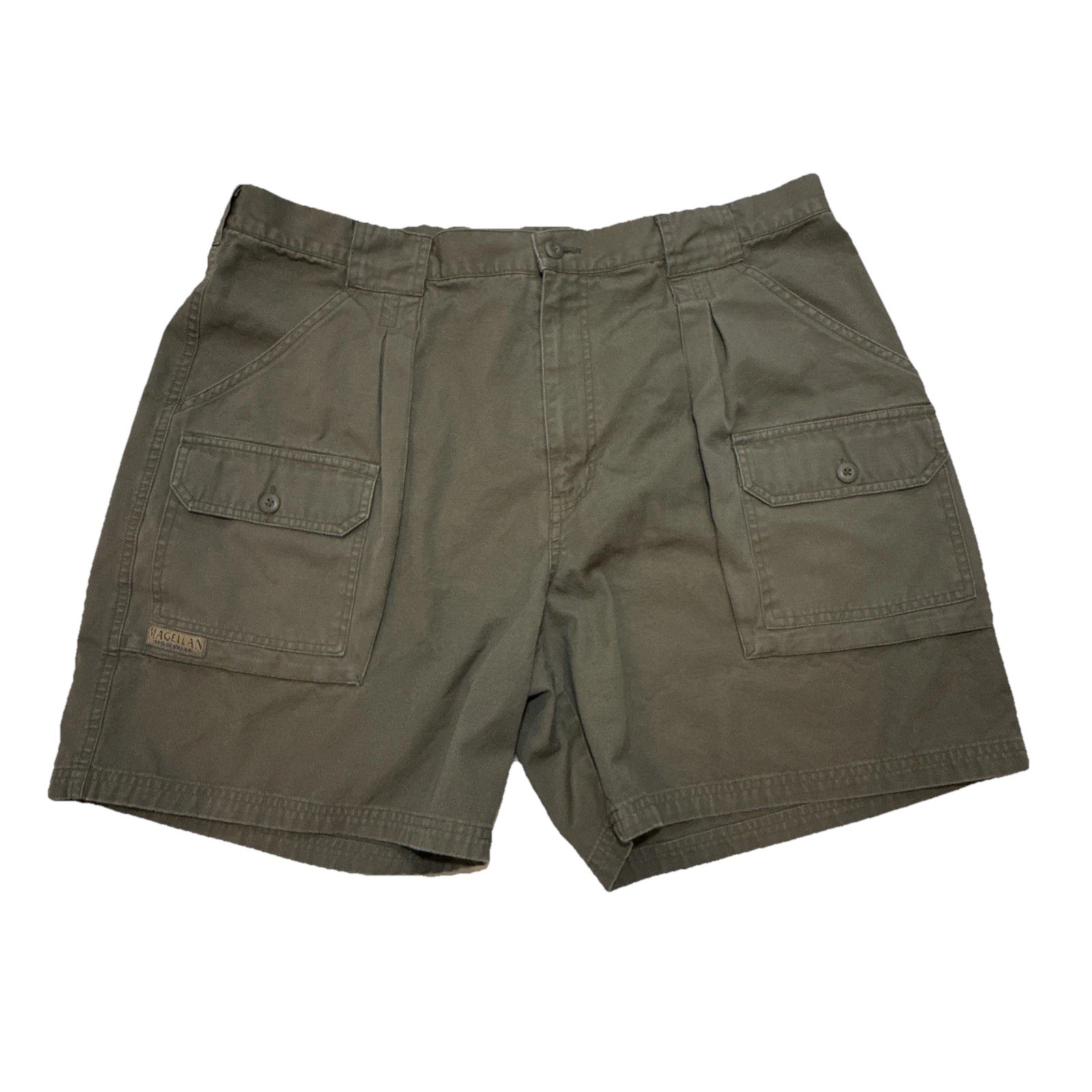Magellan Sportswear Men Cargo Shorts Olive Green 100% Cotton Size 42